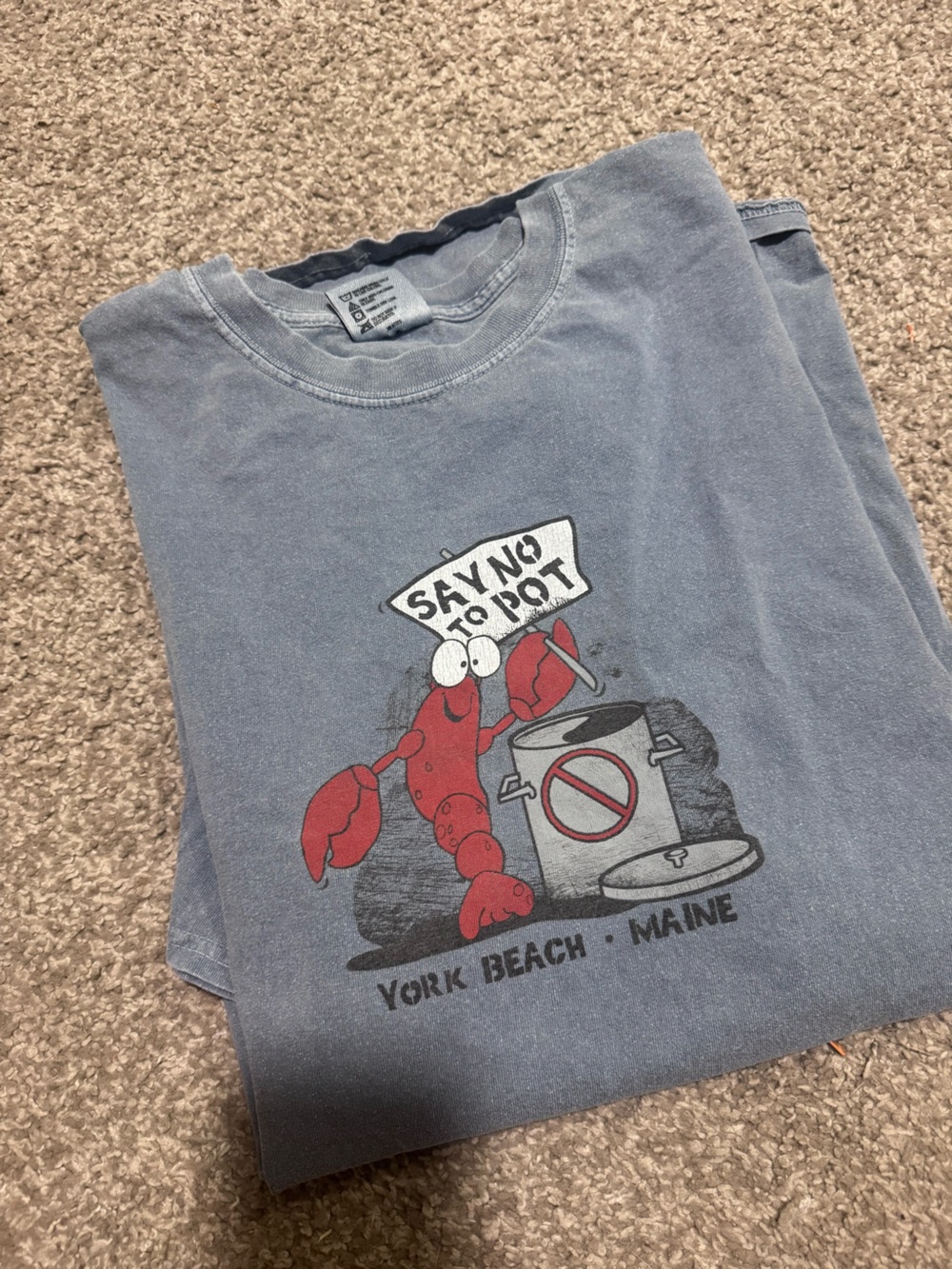 Vintage York Beach Maine Lobster oversized funny Graphic Tee - Slate Gray